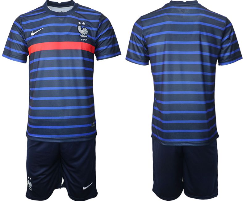 Men 2020-2021 European Cup France home blank blue Soccer Jersey->france jersey->Soccer Country Jersey